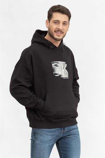 Calvin Klein Motion Logo Mod Comfort Hoodie Erkek Kapüşonlu Sweatshirt