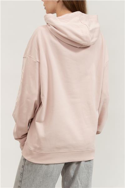 Calvin Klein Multi Placement Logo Kadın Kapüşonlu Sweatshirt Pembe