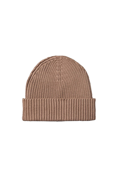Calvin Klein Patch Chunky Rib Cotton Beanie Erkek Bere Kahverengi