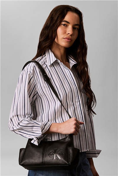 Calvin Klein Pockets Monologo Crossbody Kadın Omuz Çantası Siyah