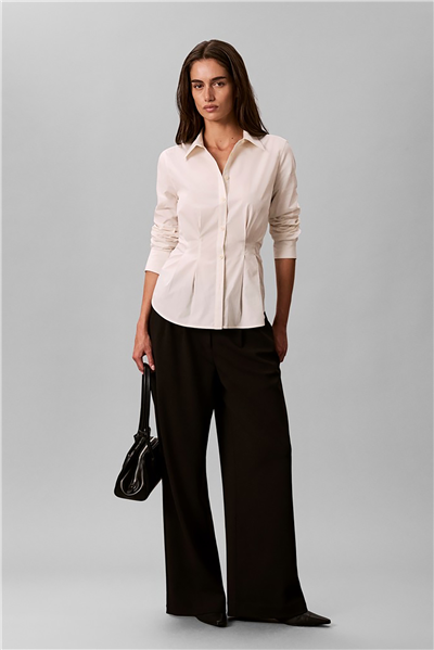 Calvin Klein Poplin Fitted Shirt Kadın Gömlek Beyaz