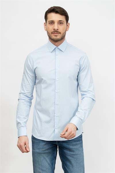 Calvin Klein Poplin Stretch Slim Erkek Gömlek Mavi