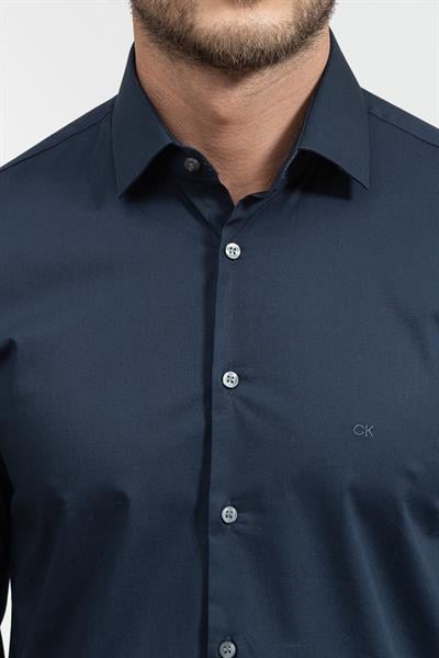 Calvin Klein Poplin Stretch Slim Erkek Gömlek Mavi