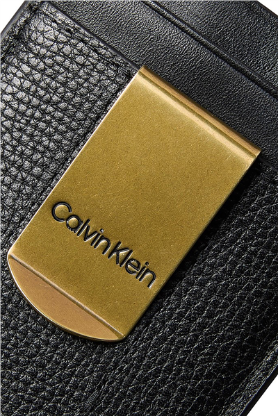 Calvin Klein Premium Leather Cardholder W/ Mo Erkek Kartlık Siyah