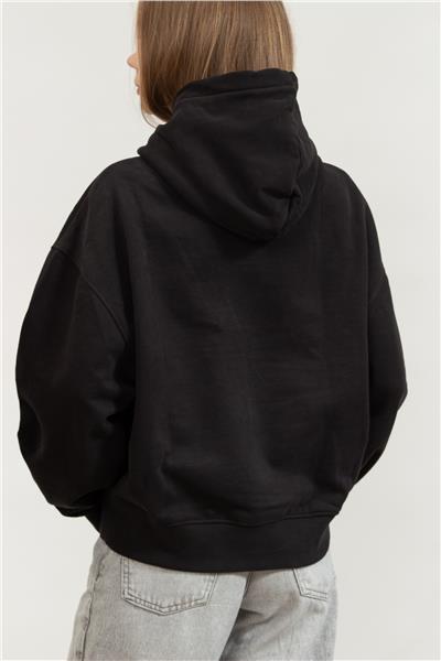 Calvin Klein Premium Monologo Kadın Kapüşonlu Sweatshirt Siyah