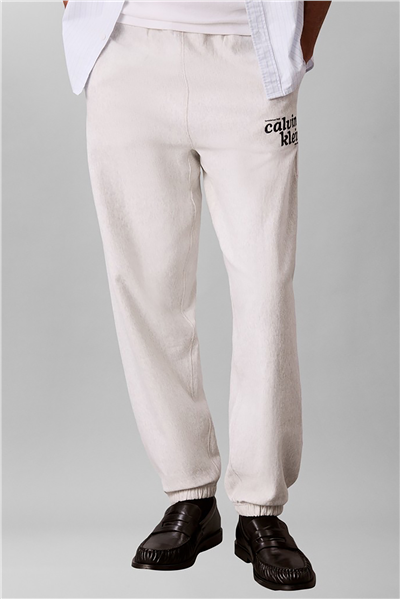 Calvin Klein Premium Terry Graphic Jogger Erkek Eşofman Altı Beyaz