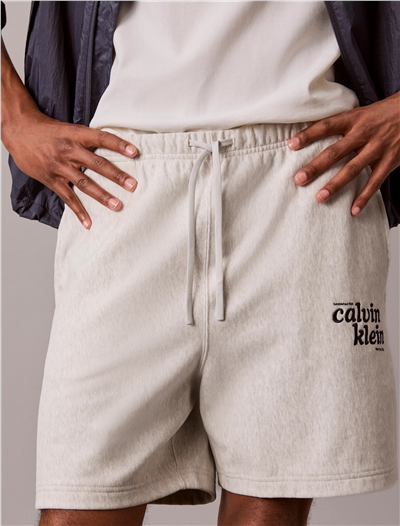 Calvin Klein Premium Terry Graphic Short Erkek Şort Beyaz