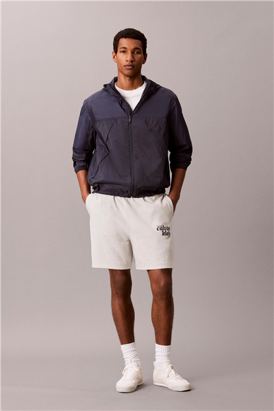 Calvin Klein Premium Terry Graphic Short Erkek Şort Beyaz