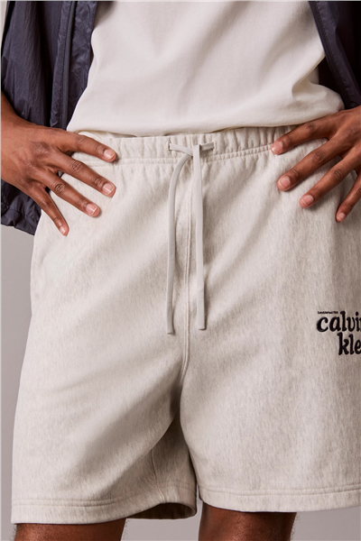 Calvin Klein Premium Terry Graphic Short Erkek Şort Beyaz