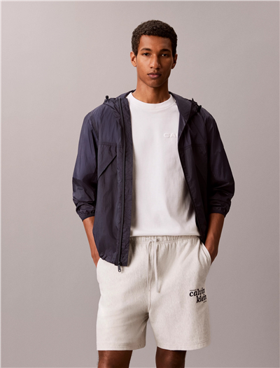 Calvin Klein Premium Terry Graphic Short Erkek Şort Beyaz