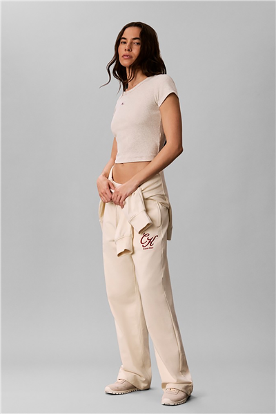 Calvin Klein Premium Terry Script Logo Pant Kadın Eşofman Altı Bej