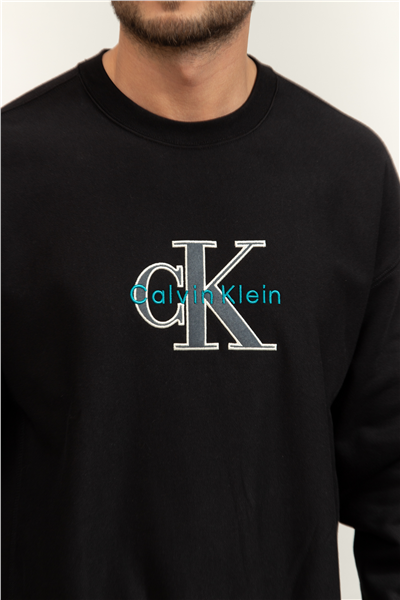 Calvin Klein Premium Tri-Color Monologo Cn Sw Erkek Bisiklet Yaka Sweatshirt