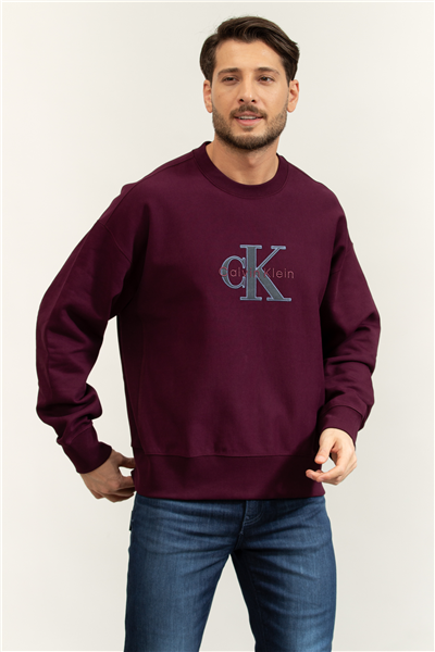 Calvin Klein Premium Tri-Color Monologo Cn Sw Erkek Bisiklet Yaka Sweatshirt