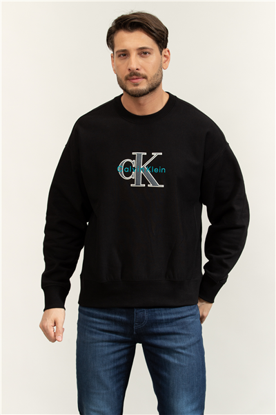 Calvin Klein Premium Tri-Color Monologo Cn Sw Erkek Bisiklet Yaka Sweatshirt