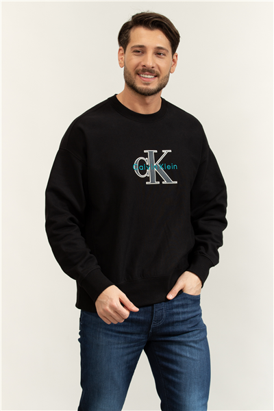 Calvin Klein Premium Tri-Color Monologo Cn Sw Erkek Bisiklet Yaka Sweatshirt