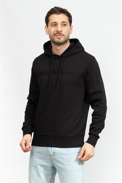 Calvin Klein Raised Logo Tape Erkek Kapüşonlu Sweatshirt