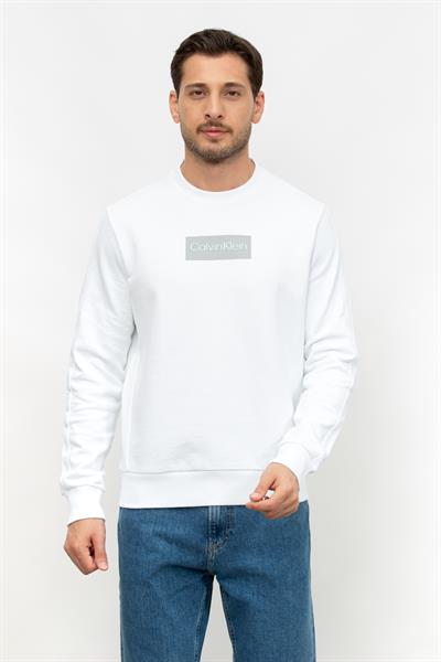Calvin Klein Raised Rubber Logo Erkek Bisiklet Yaka Sweatshirt