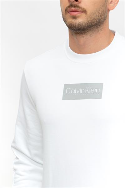 Calvin Klein Raised Rubber Logo Erkek Bisiklet Yaka Sweatshirt