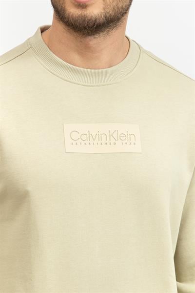 Calvin Klein Raised Rubber Logo Erkek Bisiklet Yaka Sweatshirt
