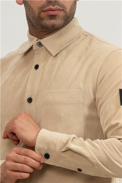 Calvin Klein Reg Fit Corduroy Erkek Gömlek Bej