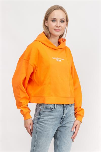 Calvin Klein Rib insert interlock Hoodie Kadın Kapüşonlu Sweatshirt