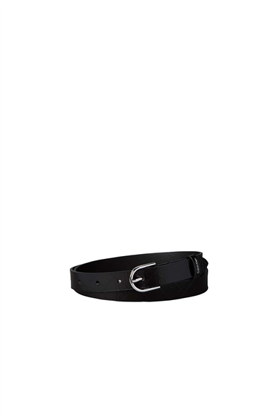 Calvin Klein Round Buckle Debossed Aop 25Mm Kadın Kemer Siyah