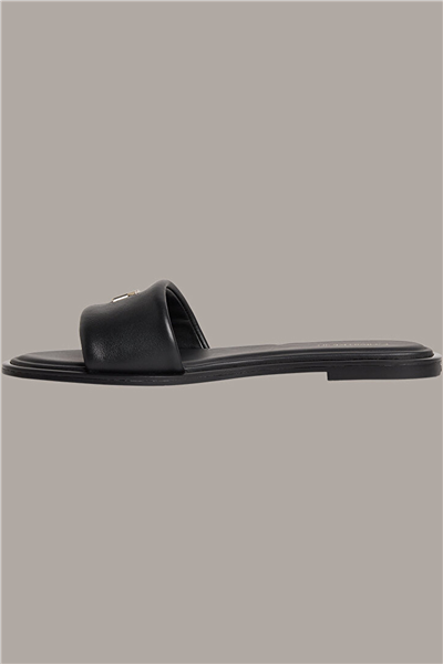 Calvin Klein Round Flat Sndl Lth Kadın Sandalet Siyah