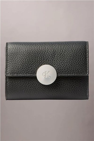 Calvin Klein Round Hw Pebble Trifold Kadın Cüzdan Siyah