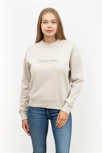 Calvin Klein Satin Embroidery Kadın Bisiklet Yaka Sweatshirt