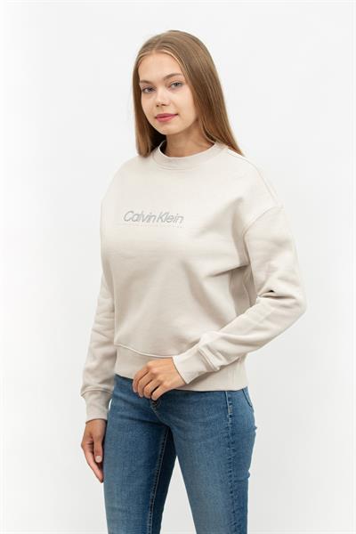 Calvin Klein Satin Embroidery Kadın Bisiklet Yaka Sweatshirt