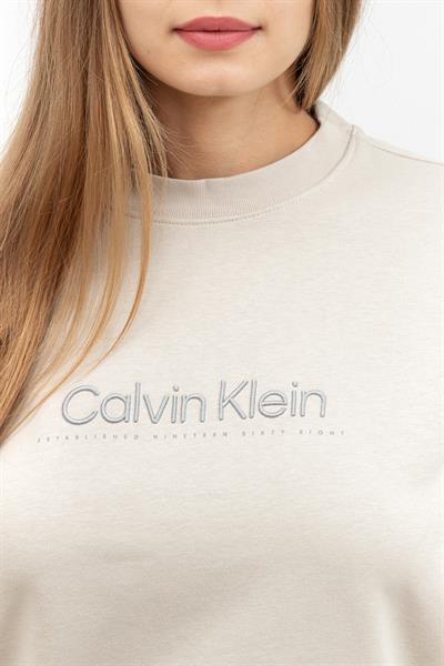Calvin Klein Satin Embroidery Kadın Bisiklet Yaka Sweatshirt