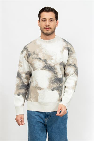 Calvin Klein Seasonal Jacquard Erkek Triko Bej