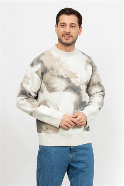 Calvin Klein Seasonal Jacquard Erkek Triko Bej