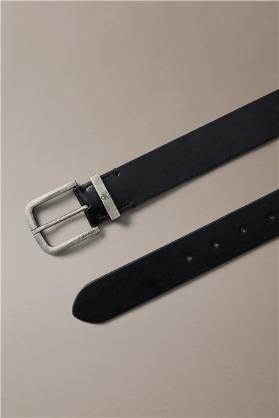 Calvin Klein Seasonal Logo Tumbled 35Mm Fixed Erkek Kemer Siyah