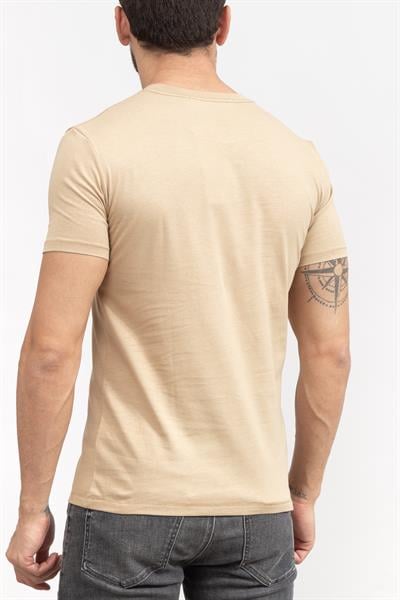 Calvin Klein Seasonal Monologo Erkek Bisiklet Yaka T-Shirt Bej