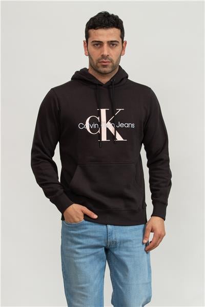 Calvin Klein Seasonal Monologo Regular Hoodie Erkek Kapüşonlu Sweatshirt