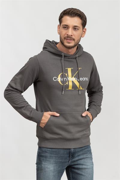 Calvin Klein Seasonal Monologo Regular Hoodie Erkek Kapüşonlu Sweatshirt