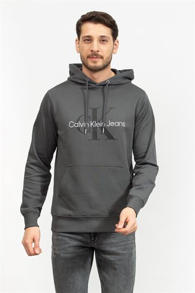 Calvin Klein Seasonal Monologo Regular Hoodie Erkek Kapüşonlu Sweatshirt