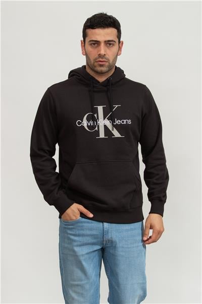 Calvin Klein Seasonal Monologo Regular Hoodie Erkek Kapüşonlu Sweatshirt