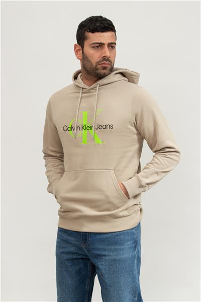 Calvin Klein Seasonal Monologo Regular Hoodie Erkek Kapüşonlu Sweatshirt