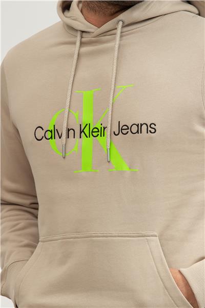 Calvin Klein Seasonal Monologo Regular Hoodie Erkek Kapüşonlu Sweatshirt