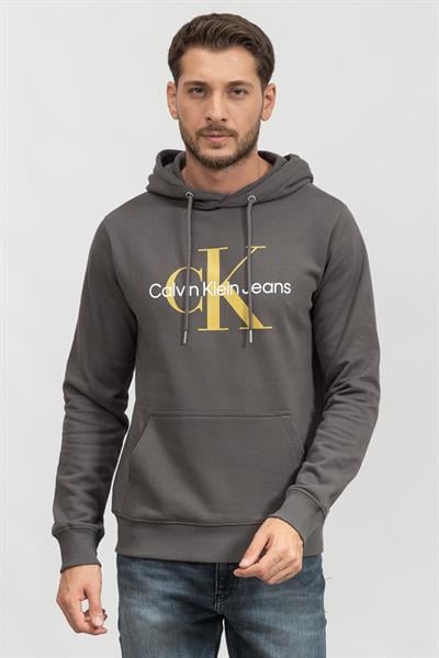Calvin Klein Seasonal Monologo Regular Hoodie Erkek Kapüşonlu Sweatshirt