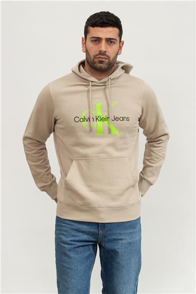 Calvin Klein Seasonal Monologo Regular Hoodie Erkek Kapüşonlu Sweatshirt