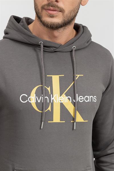 Calvin Klein Seasonal Monologo Regular Hoodie Erkek Kapüşonlu Sweatshirt