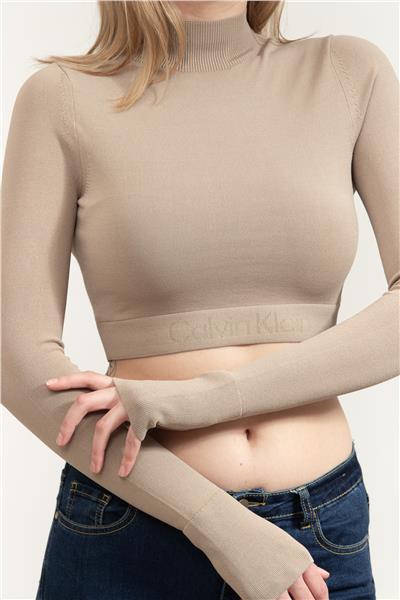 Calvin Klein Sensual Knit Logo Kadın Triko