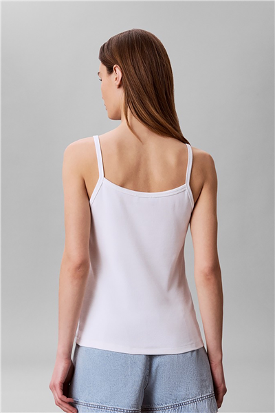 Calvin Klein Sl 2X2 Baby Rib Strap Tank Kadın Kolsuz T-Shirt Beyaz