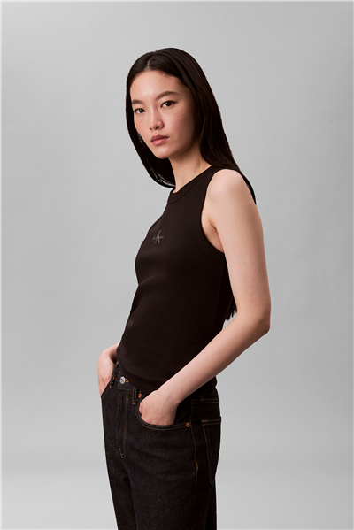Calvin Klein Sl Monogram Rib Tank Kadın Kolsuz T-Shirt