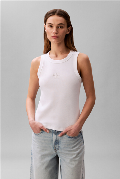 Calvin Klein Sl Monogram Rib Tank Kadın Kolsuz T-Shirt