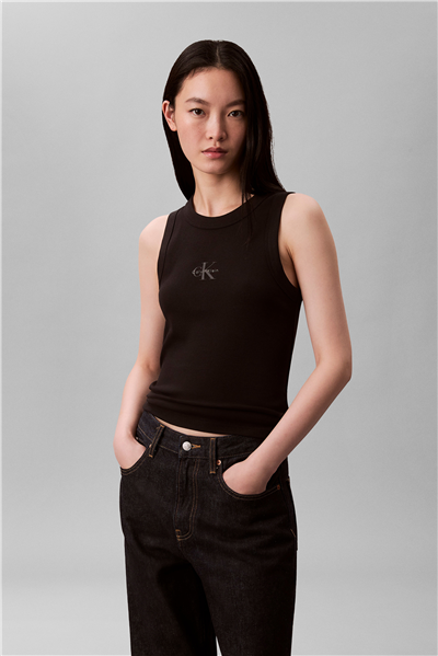 Calvin Klein Sl Monogram Rib Tank Kadın Kolsuz T-Shirt