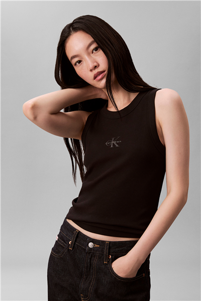 Calvin Klein Sl Monogram Rib Tank Kadın Kolsuz T-Shirt